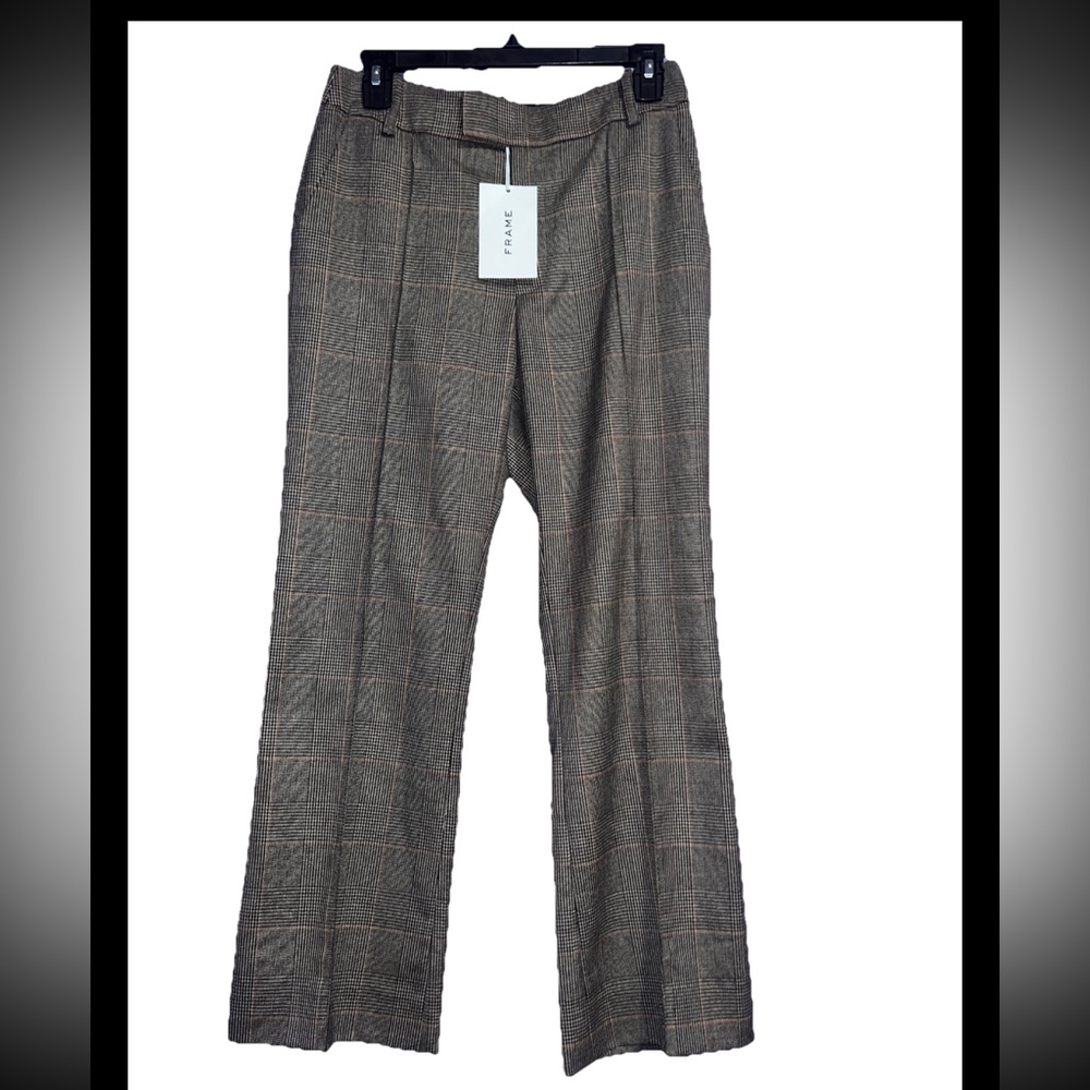 Frame Le Crop Mini Bootcut Plaid Brown cropped Trousers office siren